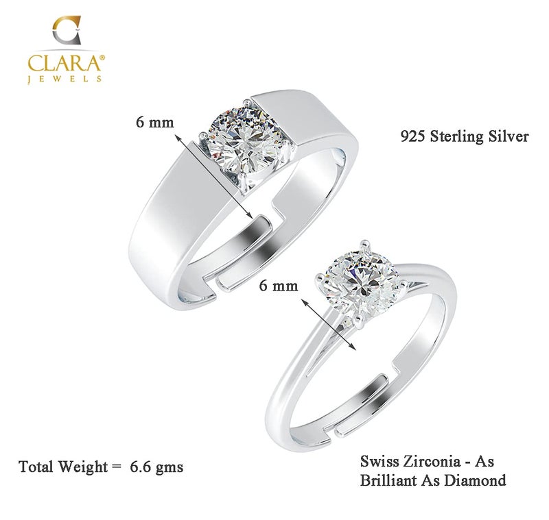 Clara Pure 925 Sterling Silver Luca Adjustable Couple Band, Promise Rings for Lovers | Gift for Men and Women - Image 5
