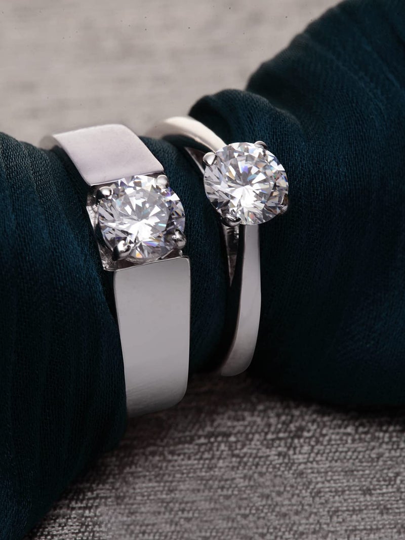 Clara Pure 925 Sterling Silver Luca Adjustable Couple Band, Promise Rings for Lovers | Gift for Men and Women - Image 2