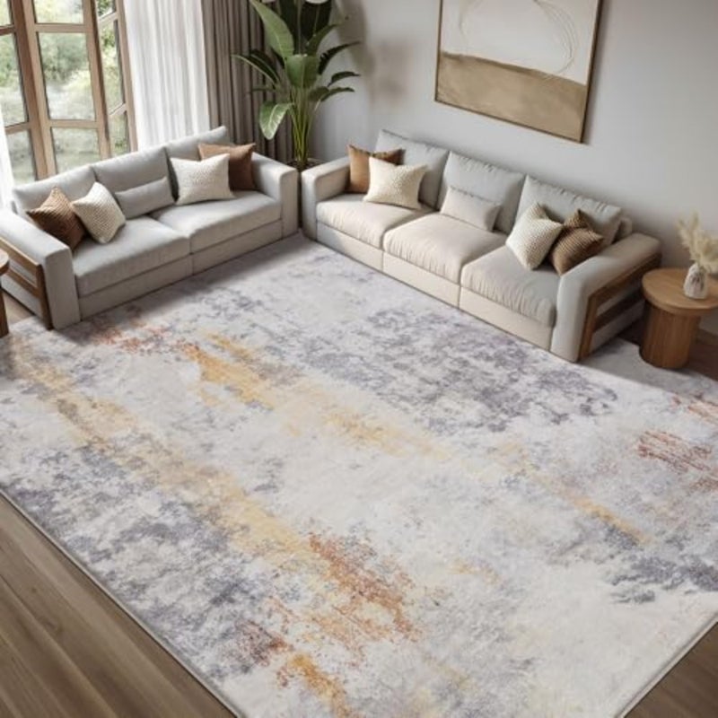 Rugs for Living Room Soft Modern Carpet Non-Slip Bedroom Rug Large Short Pile Area Rugs Home Decor Abstract Grey, 200 x 250 cm - Image 1