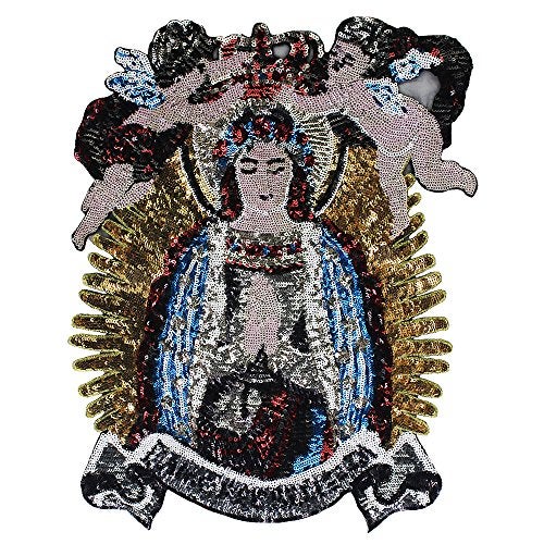 Sun Urs Beaded Sequin Madonna Patches Embroidery Fabric Patches Fashion Large Applique Patches sew on 1piece - Image 2