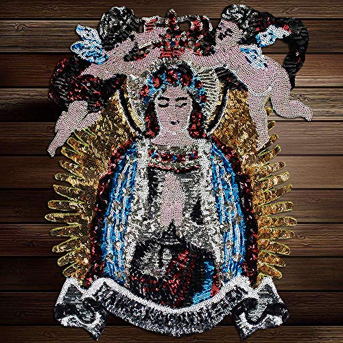 Sun Urs Beaded Sequin Madonna Patches Embroidery Fabric Patches Fashion Large Applique Patches sew on 1piece - Image 5