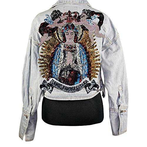 Sun Urs Beaded Sequin Madonna Patches Embroidery Fabric Patches Fashion Large Applique Patches sew on 1piece - Image 1