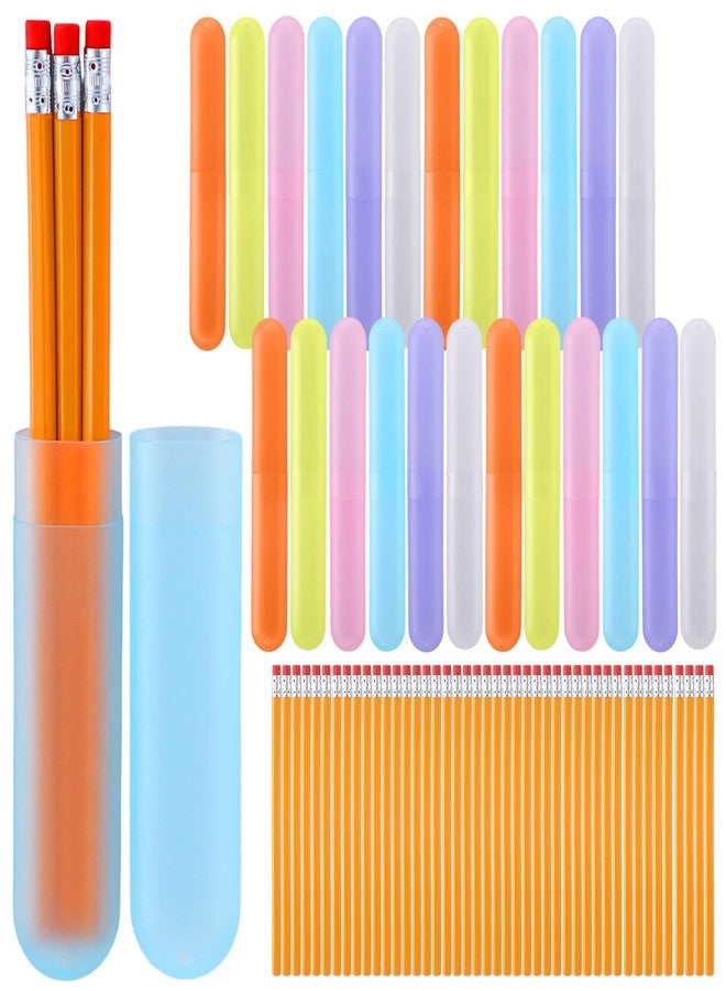 Skybooly 24 Sets Travel Toothbrush Holder with Pencils Bulk Portable Toothpaste Travel Case Multipurpose Toothpaste Boxes Toothbrush Case Storage for Classroom Home School Use (Pastel Color - Image 1