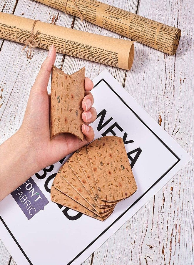 Airssory 100 Pcs 3x2 Inch Vintage Kraft Paper Pillow Candy Packaging Box Flower Pattern Box Rustic Gift Boxes for Wedding Candy Sweet Favors Baby Shower Birthday Party Supplies - Image 5
