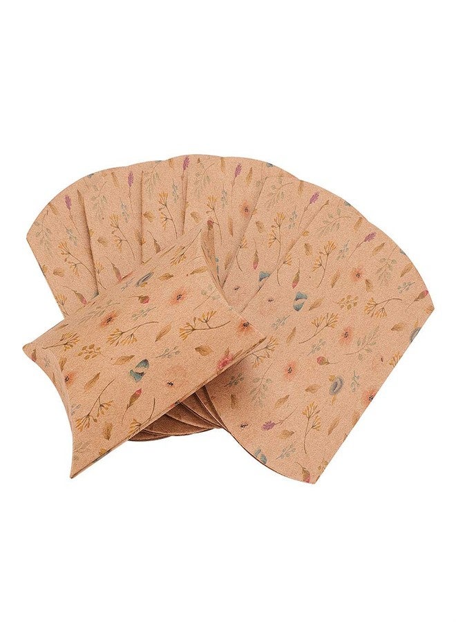 Airssory 100 Pcs 3x2 Inch Vintage Kraft Paper Pillow Candy Packaging Box Flower Pattern Box Rustic Gift Boxes for Wedding Candy Sweet Favors Baby Shower Birthday Party Supplies - Image 2