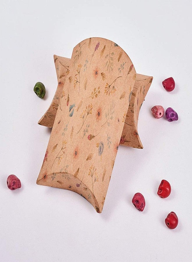 Airssory 100 Pcs 3x2 Inch Vintage Kraft Paper Pillow Candy Packaging Box Flower Pattern Box Rustic Gift Boxes for Wedding Candy Sweet Favors Baby Shower Birthday Party Supplies - Image 3