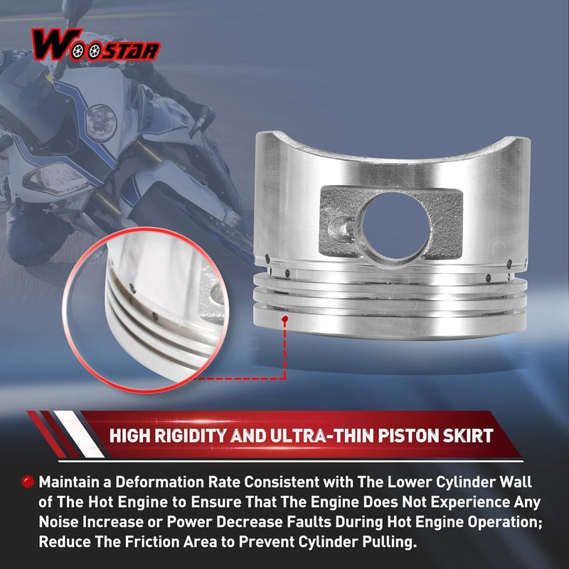 WOOSTAR 54mm Piston Ring Kit for 125cc Engines - Image 5
