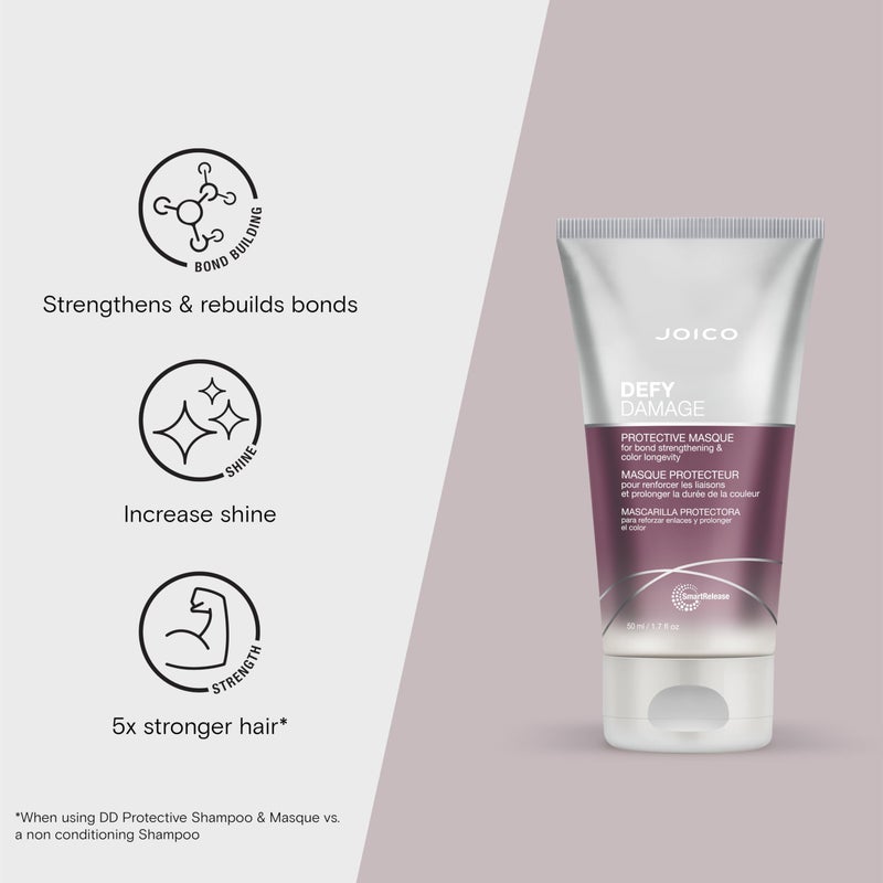 Joico Defy Damage Protective Masque | For Color-Treated Hair | Strengthen Bonds & Preserve Hair Color | With Moringa Seed Oil & Arginine | 1.7 Fl Oz - Image 3