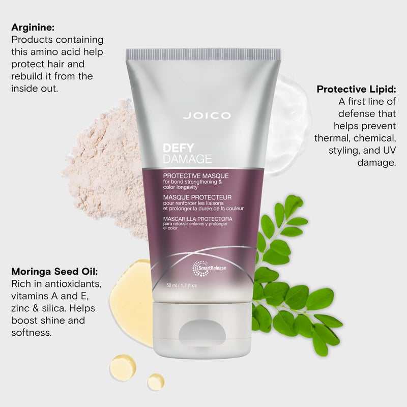 Joico Defy Damage Protective Masque | For Color-Treated Hair | Strengthen Bonds & Preserve Hair Color | With Moringa Seed Oil & Arginine | 1.7 Fl Oz - Image 5