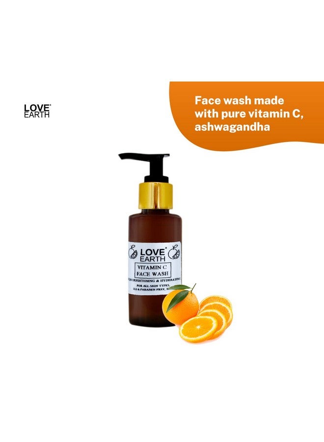 Love Earth Vitamin C Face Wash With Pure Vitamin C, Ashwgandha & Aloe Vera Extracts For Skin Hydration & Skin Radiance For All Skin Types 100ml - Image 2
