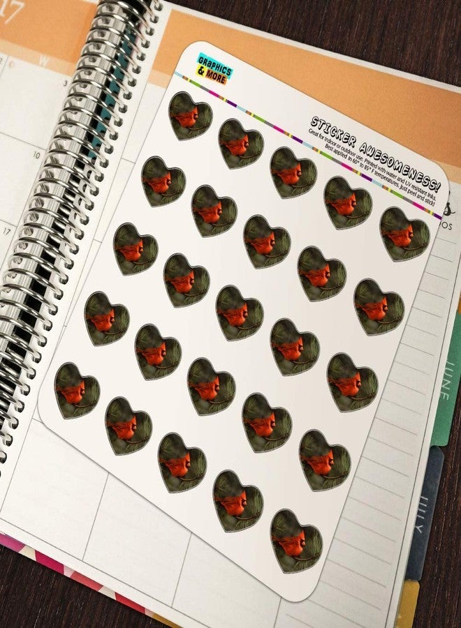 GRAPHICS & MORE Northern Cardinal Red Pine Perch Heart Shaped Planner Calendar Scrapbook Craft Stickers - Image 5