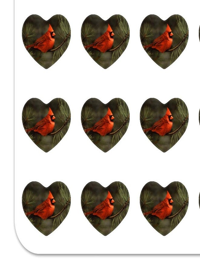 GRAPHICS & MORE Northern Cardinal Red Pine Perch Heart Shaped Planner Calendar Scrapbook Craft Stickers - Image 2