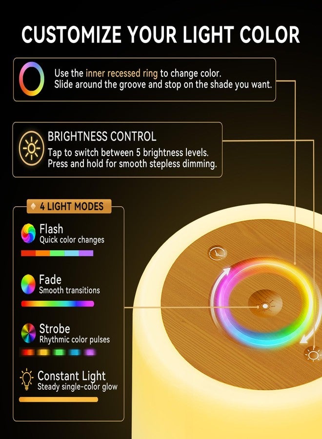 Auxmir Nursery Night Light, Rechargeable 256 RGB Lamp with Timer, Brown - Image 4