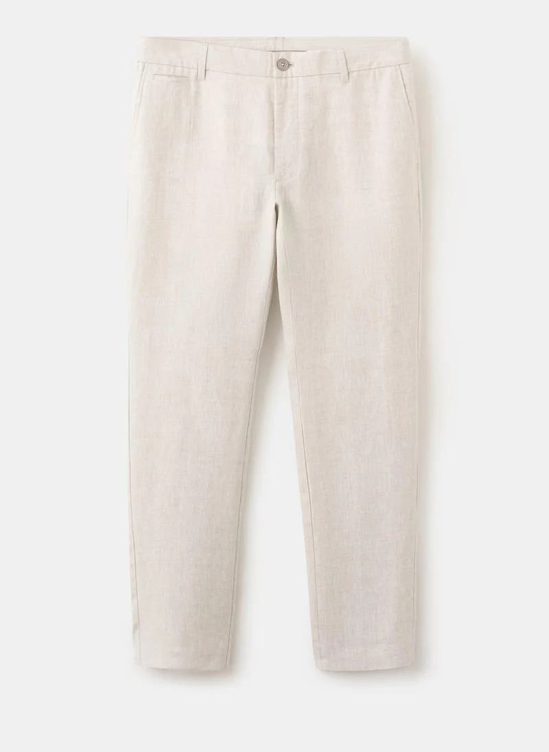Mango Man 05-CRUDO Slim-Fit 100% Linen Trousers for Men | Best Price UAE