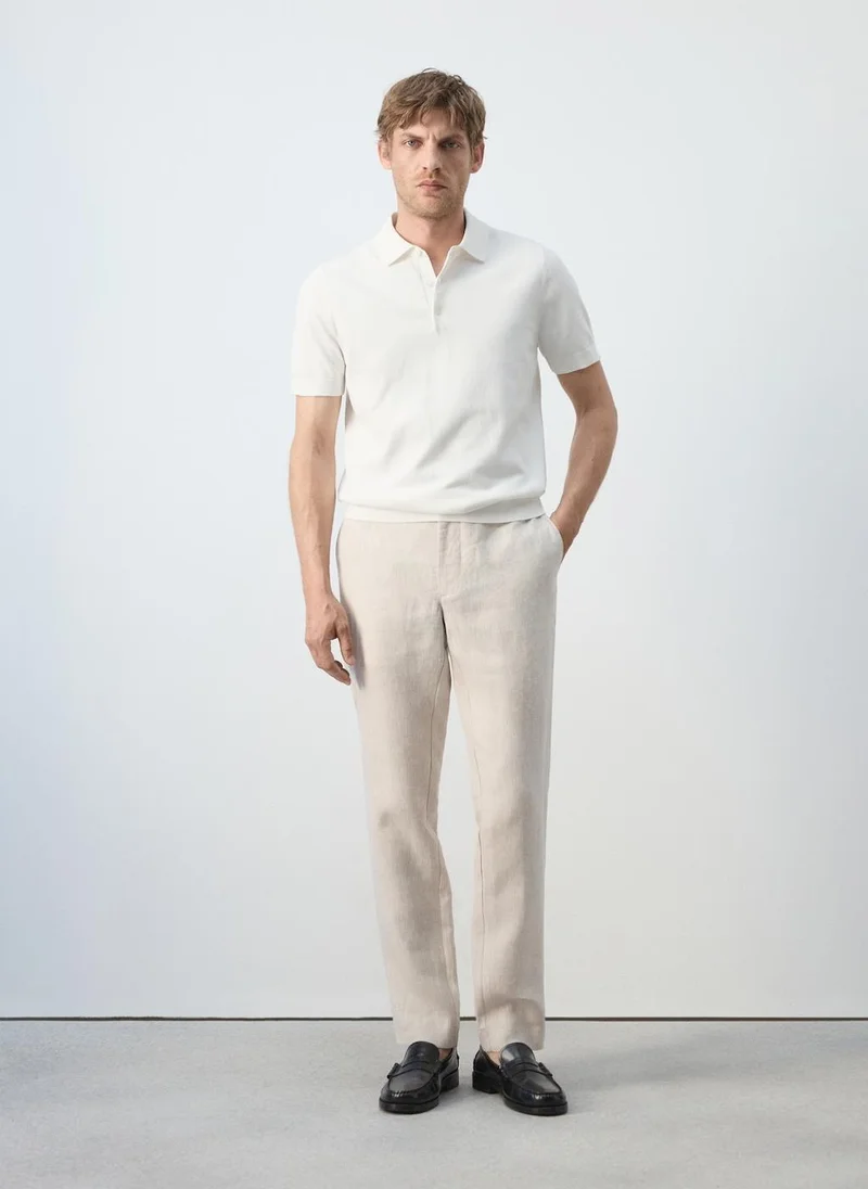 Mango Man 05-CRUDO Slim-Fit 100% Linen Trousers for Men | Best Price UAE