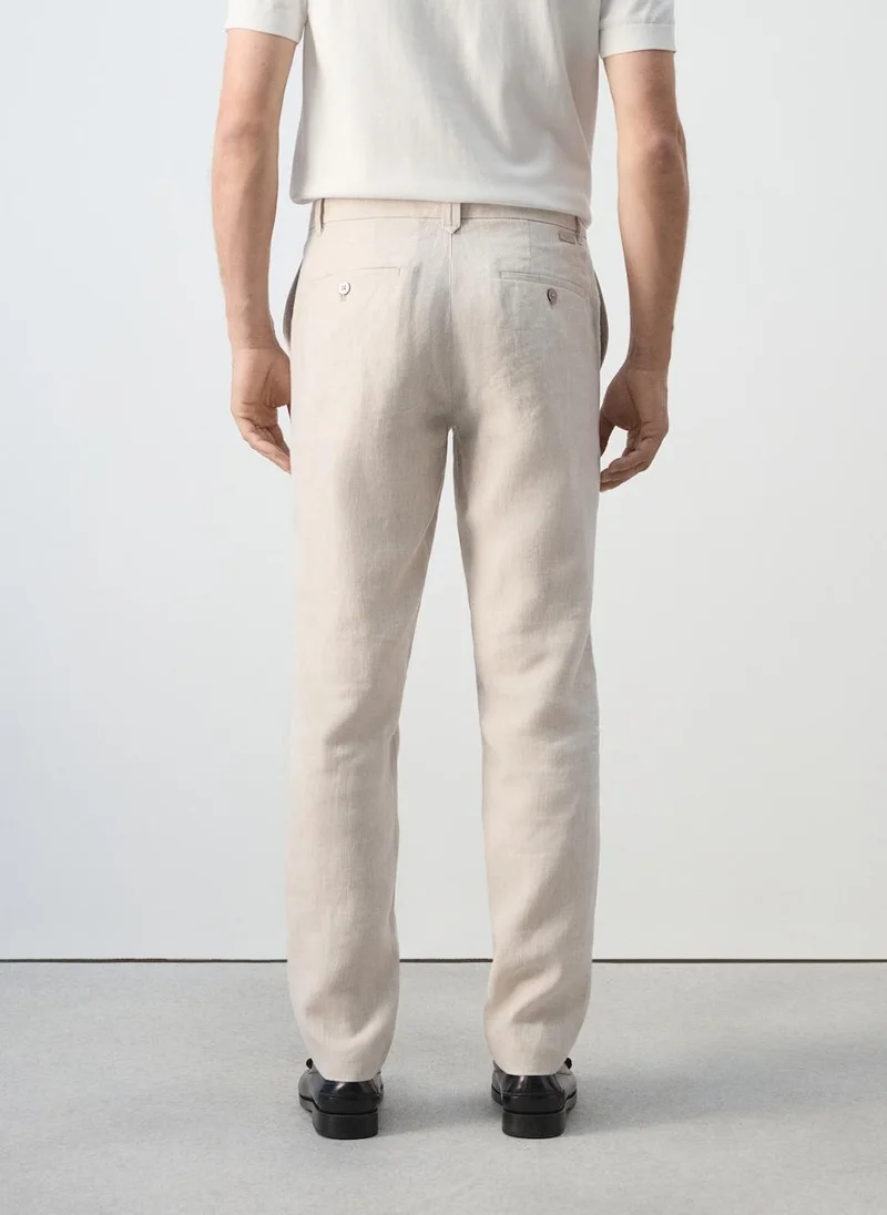 Mango Man 05-CRUDO Slim-Fit 100% Linen Trousers for Men | Best Price UAE
