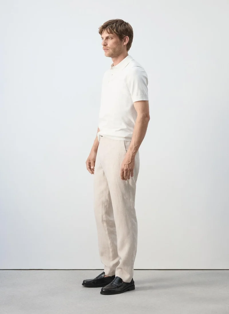 Mango Man 05-CRUDO Slim-Fit 100% Linen Trousers for Men | Best Price UAE