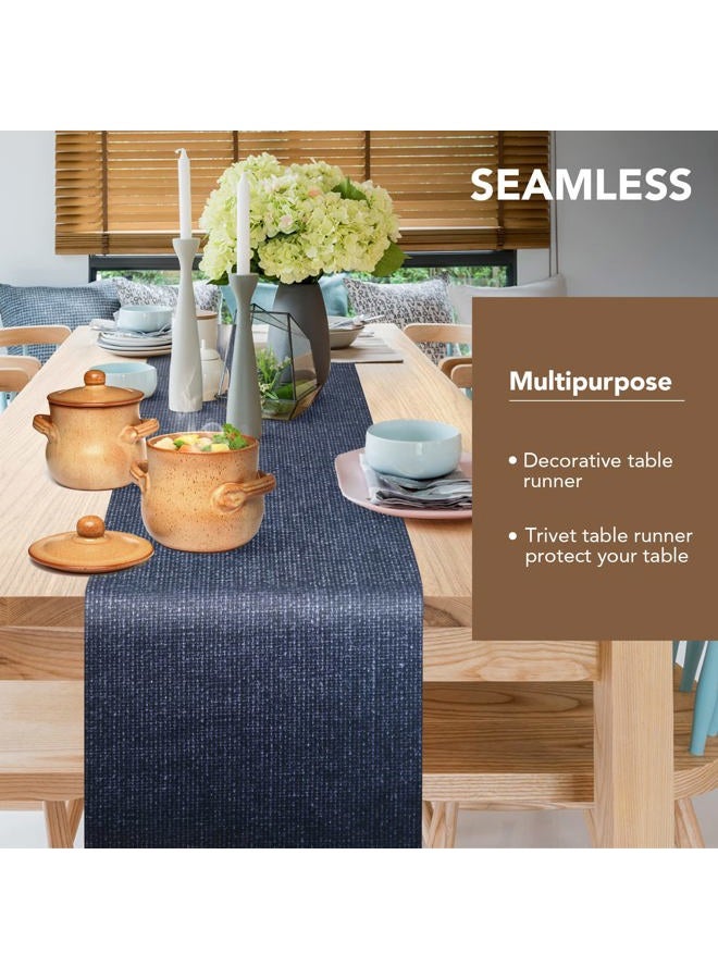 yeload Trivet Table Runner Hot Plates Mat 12 X 40 Inch Heat Resistant Table Protector Waterproof Decorative Farmhouse Kitchen Trivets Counter Heat Proof Placemats for Hot Dishes (Black Line) - Image 3