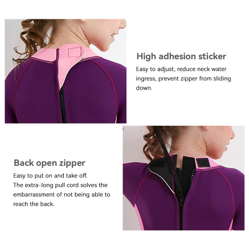 DIVE & SAIL Kids Neoprene Swimsuit: XL Purple - Circulation Lock Temperature Design for Enhanced Warmth, Back Open Zipper Easy To Put On And Take Off for Kids Swimming - Image 3