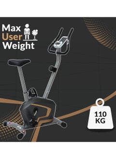 PowerMax Fitness Fitness® Bu-400 Magnetic Exercise Upright Bike For Home [Flywheel:3.5Kg, Max User Weight:110Kg, Lcd Display, 8Level Adjustable Resistance] Exercise Bike In Black Colour  - Image 3
