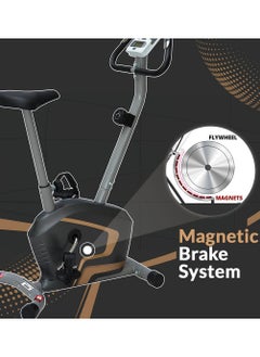 PowerMax Fitness Fitness® Bu-400 Magnetic Exercise Upright Bike For Home [Flywheel:3.5Kg, Max User Weight:110Kg, Lcd Display, 8Level Adjustable Resistance] Exercise Bike In Black Colour  - Image 4