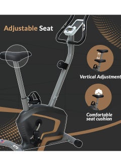 PowerMax Fitness Fitness® Bu-400 Magnetic Exercise Upright Bike For Home [Flywheel:3.5Kg, Max User Weight:110Kg, Lcd Display, 8Level Adjustable Resistance] Exercise Bike In Black Colour  - Image 5