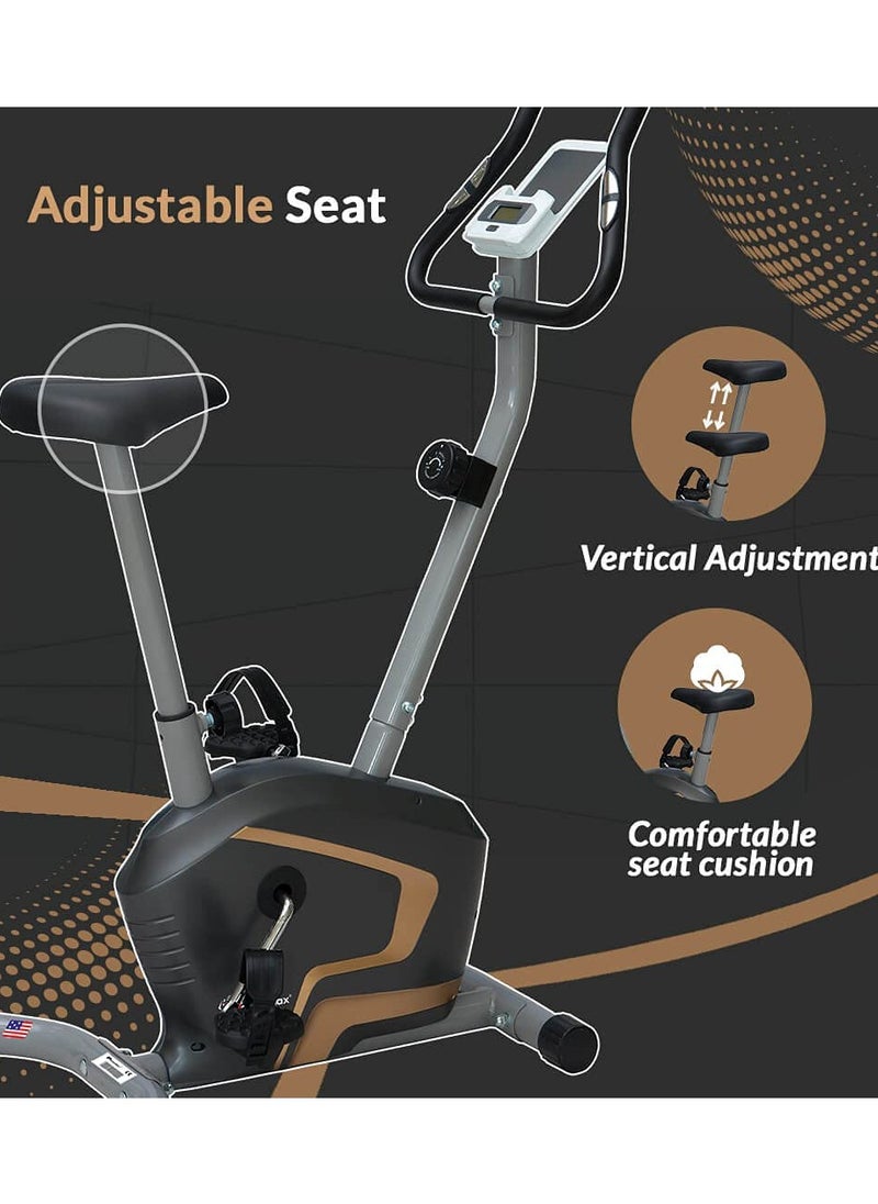 PowerMax Fitness Fitness® Bu-400 Magnetic Exercise Upright Bike For Home [Flywheel:3.5Kg, Max User Weight:110Kg, Lcd Display, 8Level Adjustable Resistance] Exercise Bike In Black Colour  - Image 5