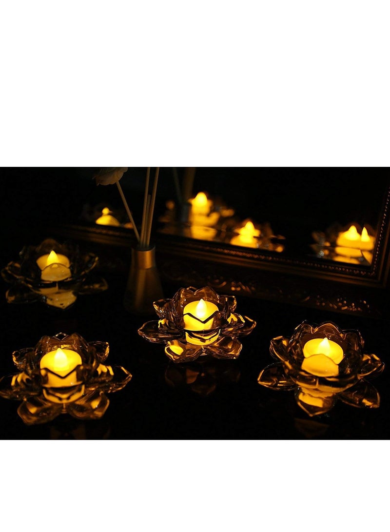 Lotus Shaped Tealight Holder Crystal, Lotus Candle Holders Creative Decoration for Home Decoration Votive Activity Tealight Holders Wedding Gift Idea Clear - Image 5