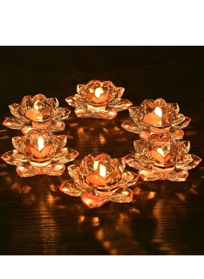 Lotus Shaped Tealight Holder Crystal, Lotus Candle Holders Creative Decoration for Home Decoration Votive Activity Tealight Holders Wedding Gift Idea Clear - Image 3