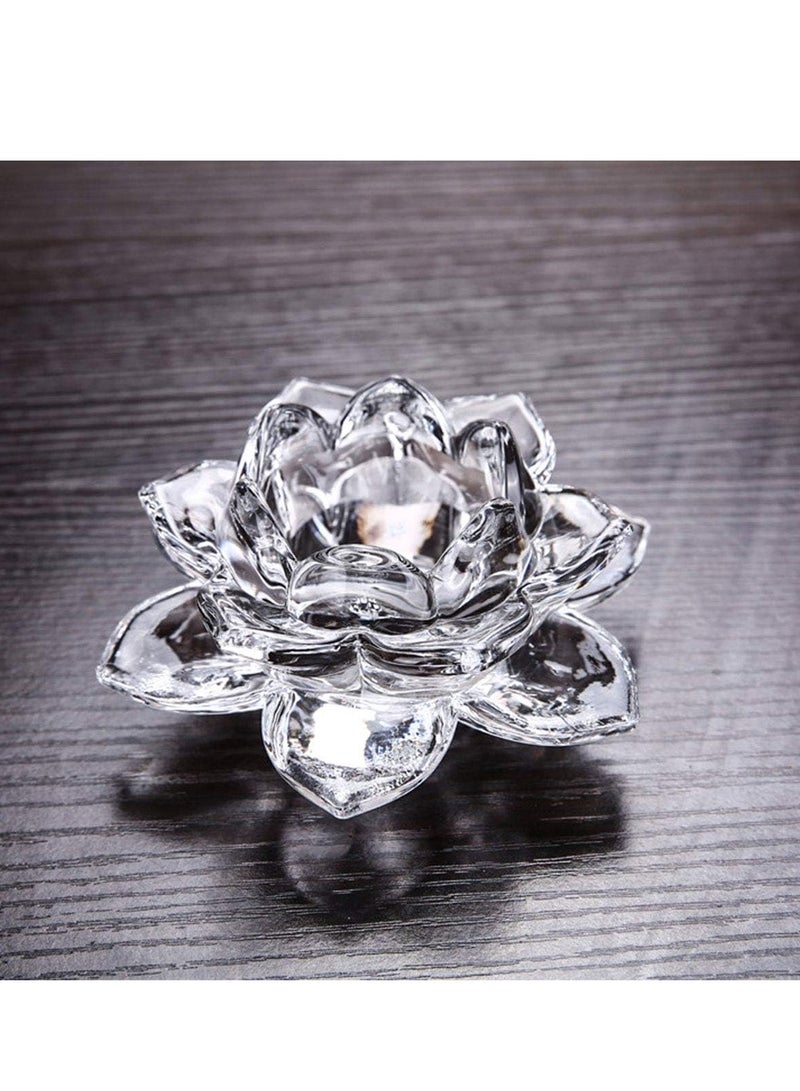 Lotus Shaped Tealight Holder Crystal, Lotus Candle Holders Creative Decoration for Home Decoration Votive Activity Tealight Holders Wedding Gift Idea Clear - Image 4