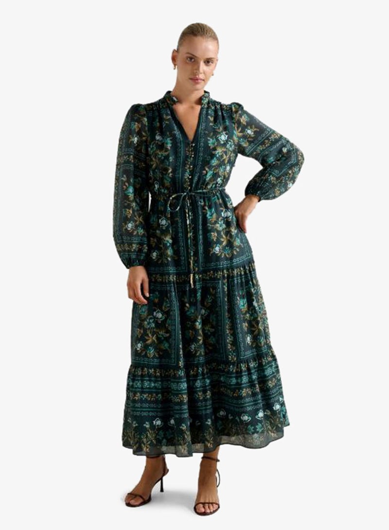 فورايفر نيو فستان ميدي بأكمام طويلة وطبعة تارا - Image 1