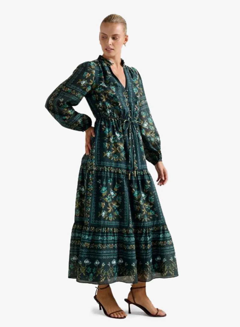 forever new  Tara Printed Long Sleeve Midi Dress for Women | Best Price UAE