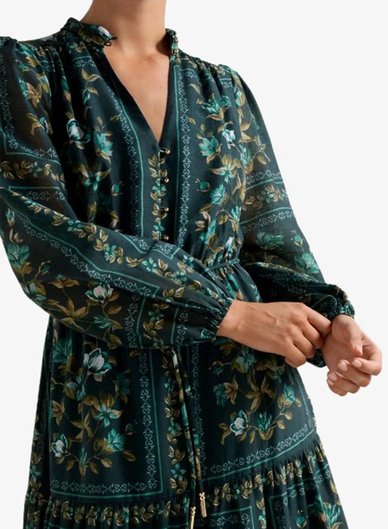 forever new  Tara Printed Long Sleeve Midi Dress for Women | Best Price UAE