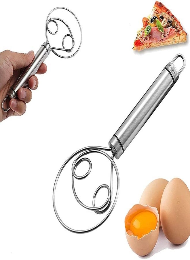 Riveira Dough Whisk Food Grade 304 Stainless Steel Hand xer Bread Whisk 8.5 Inch Danish Whisk Dough Scraper Baking Tool for Bread Pastry or Pizza Dough,(2psc) - Image 1