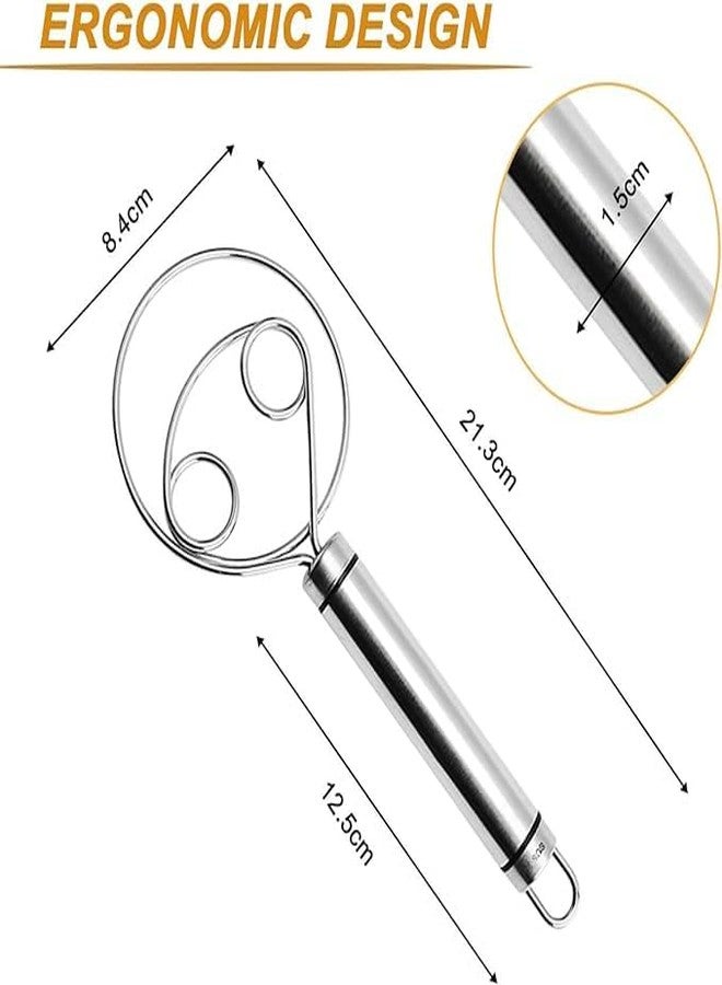 Riveira Dough Whisk Food Grade 304 Stainless Steel Hand xer Bread Whisk 8.5 Inch Danish Whisk Dough Scraper Baking Tool for Bread Pastry or Pizza Dough,(2psc) - Image 5