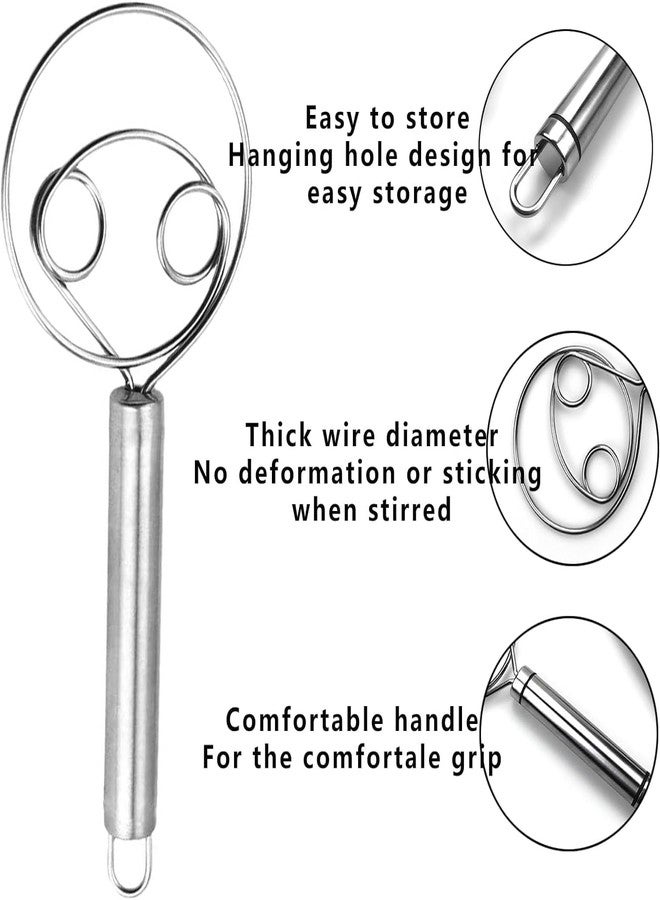 Riveira Dough Whisk Food Grade 304 Stainless Steel Hand xer Bread Whisk 8.5 Inch Danish Whisk Dough Scraper Baking Tool for Bread Pastry or Pizza Dough,(2psc) - Image 3
