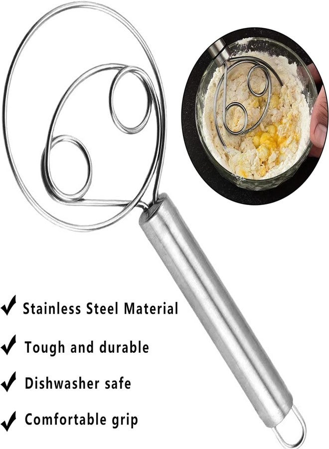 Riveira Dough Whisk Food Grade 304 Stainless Steel Hand xer Bread Whisk 8.5 Inch Danish Whisk Dough Scraper Baking Tool for Bread Pastry or Pizza Dough,(2psc) - Image 4
