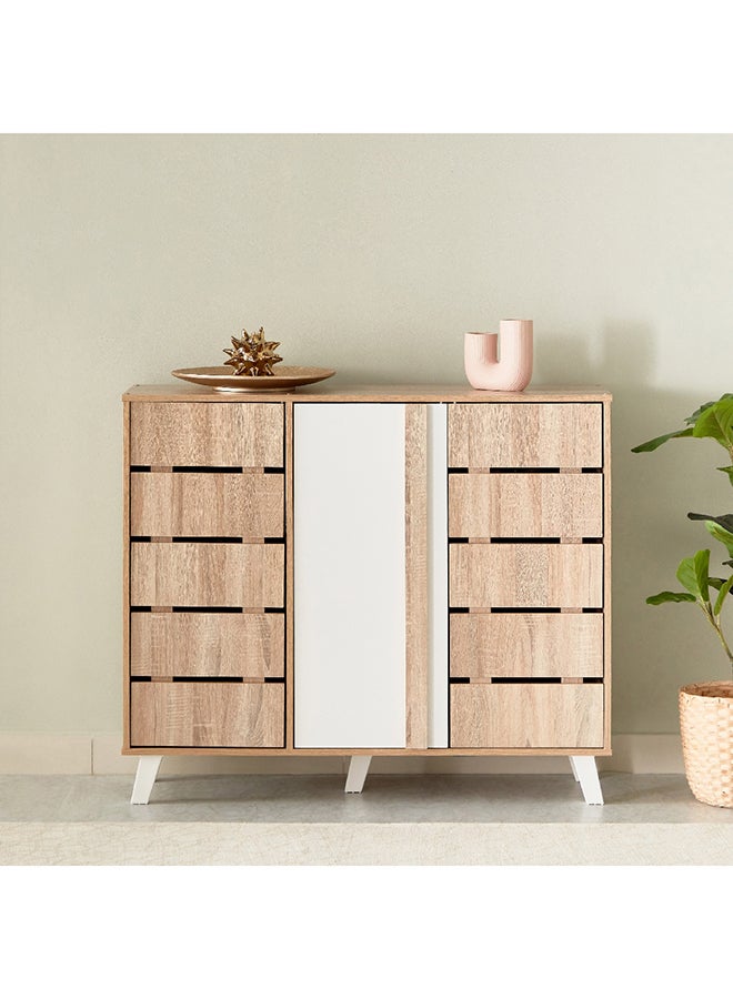Home Box Alford 16-Pair Shoe Cabinet with 3 Doors 112 x 96 x 35 cm - Image 3