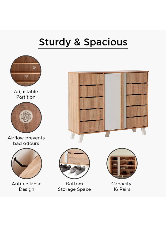 Home Box Alford 16-Pair Shoe Cabinet with 3 Doors 112 x 96 x 35 cm - Image 2