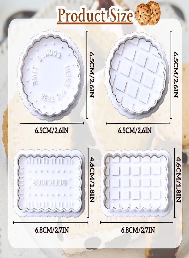 Orapink Cookie Stamps Set, 4 Pcs Cookie Press Mold, 3D Classic Cookie Cutter with Plunger Stamp, 4 Styles Funny Cookie Biscuit Molds for Treats DIY Baking, Cake, Pastry - Image 2
