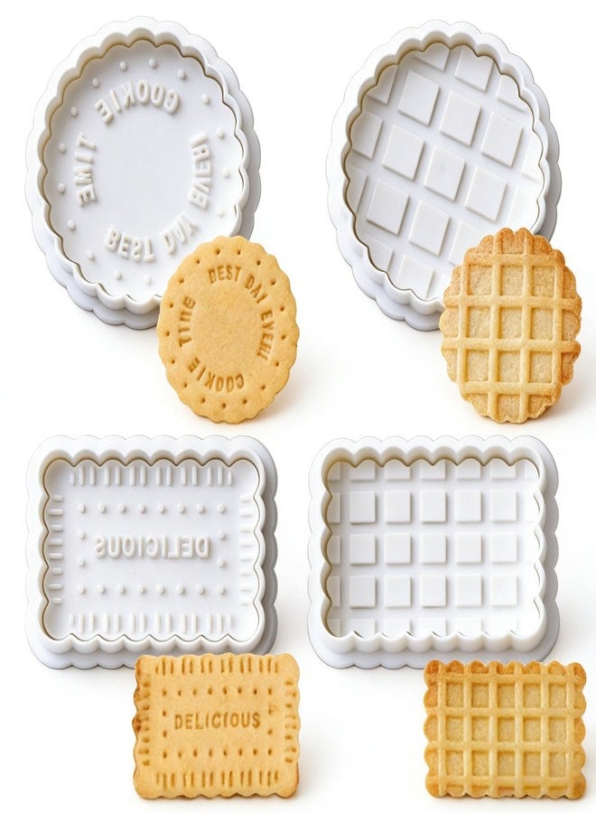 Orapink Cookie Stamps Set, 4 Pcs Cookie Press Mold, 3D Classic Cookie Cutter with Plunger Stamp, 4 Styles Funny Cookie Biscuit Molds for Treats DIY Baking, Cake, Pastry - Image 1