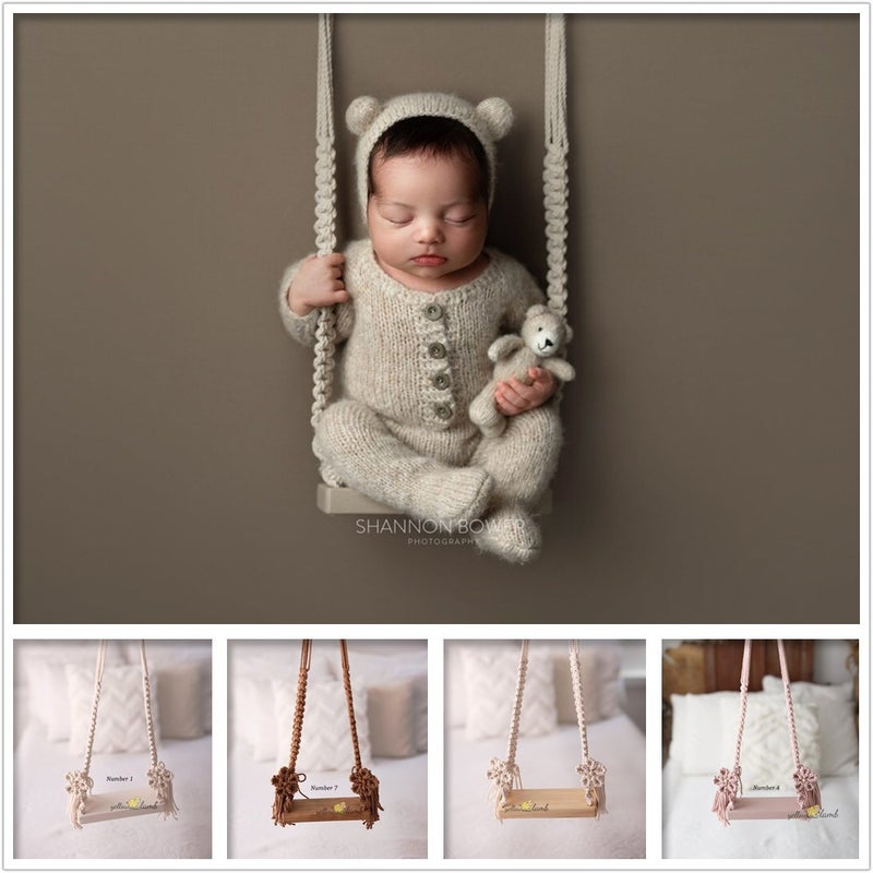 Style Children'S Newborn Original Pography Props 100 Days Crib White Shooting Auxiliary Hand-Woven Hammock - Image 2