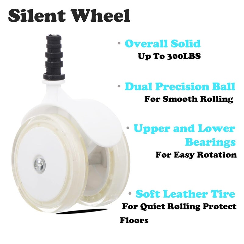 WYI Baby Walker Wheels Replacement Parts 2 Plastic Rubber Wheels Casters Removable Safe for All FloorsSet of 4 White - Image 5