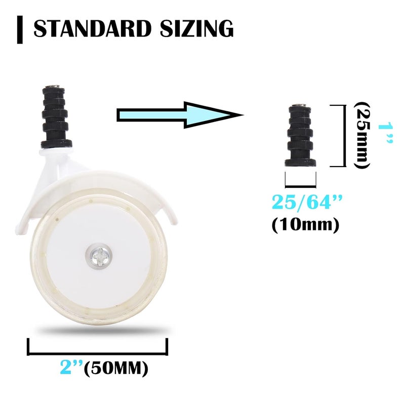 WYI Baby Walker Wheels Replacement Parts 2 Plastic Rubber Wheels Casters Removable Safe for All FloorsSet of 4 White - Image 3