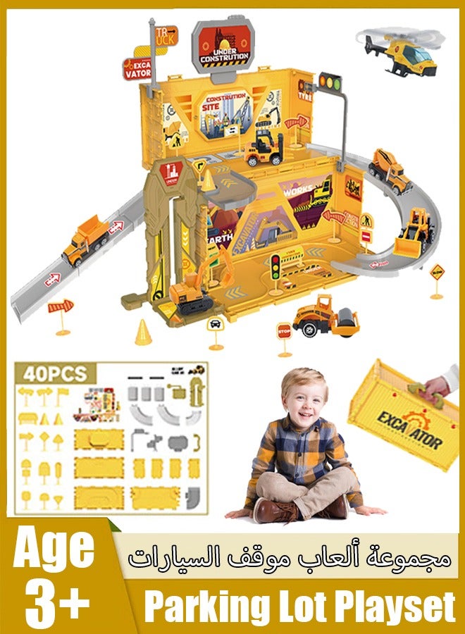 Parking Lot Playset, Car Racing Track Parking,Kids Racing Track Toy Car Game,Race Track Toys ,Tracks Playset for 3+ Kids Boys Girls  - Image 1