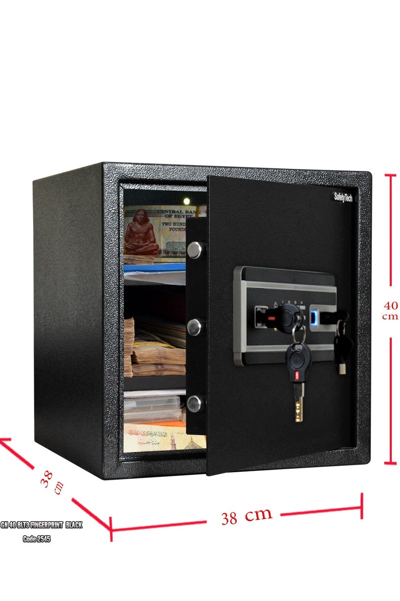 Safety Tech Biometric Fingerprint Safe with 3-Factor Authentication 40cm x 38cm x 38cm - Image 2