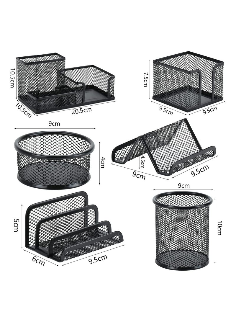 NANAO Mesh Desk Organizer Set, 6 Piece Desk Organizer Set, Metal Office Supplies Organizer, Desk Accessories Set for Pens, Paper Clips, Sticky Notes, Small Object Storage - Image 5