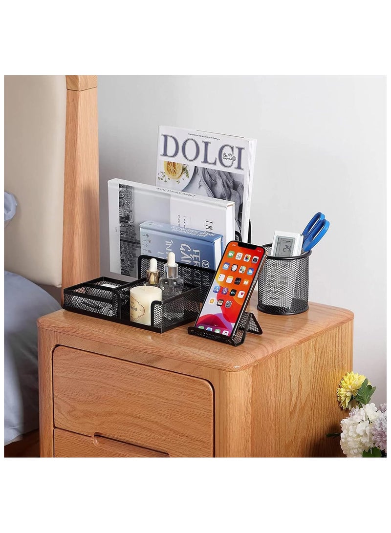 NANAO Mesh Desk Organizer Set, 6 Piece Desk Organizer Set, Metal Office Supplies Organizer, Desk Accessories Set for Pens, Paper Clips, Sticky Notes, Small Object Storage - Image 2