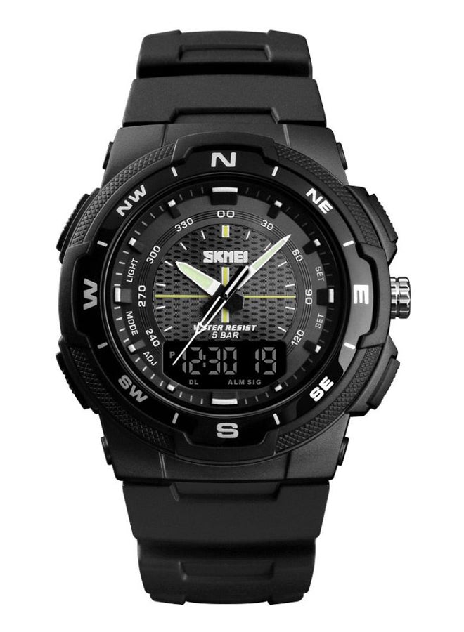 Men's Rubber Strap Analog/Digital Wrist Watch L698 - 47 mm - Black - Image 3