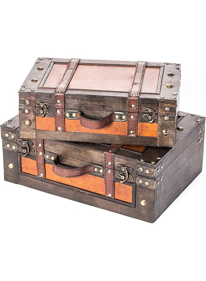 The Bros حقائب زخرفية خشبية على الطراز العتيق - (مجموعة من 2) - Image 1